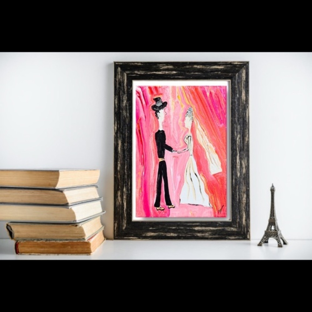 Couple in Love Painting Anniversary Original Art Acrylic Small Canvas Love Art - Picture 10 of 10